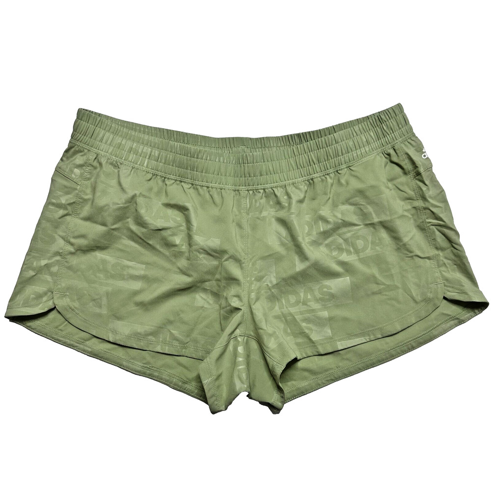 NWT Adidas Women's Pacer Large Woven Deboss Training Running Shorts Pulse Lime
